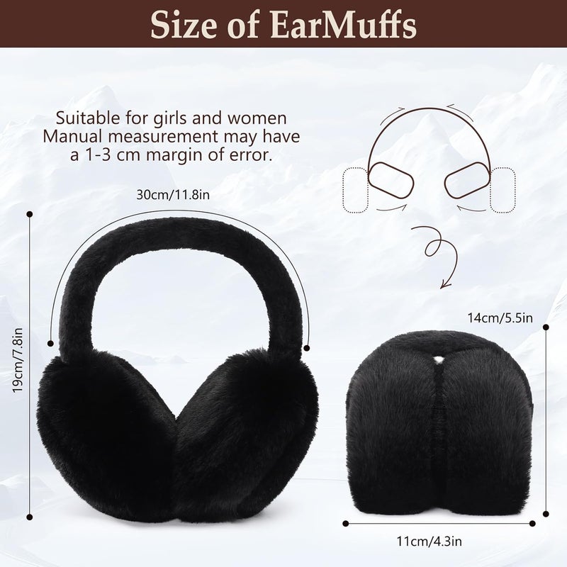 Clothclose Ear Muffs for Kids - Furry Ear Muffs for Winter Women Girls Boys, Foldable Cozy Winter Earmuffs Warmers - Image 2